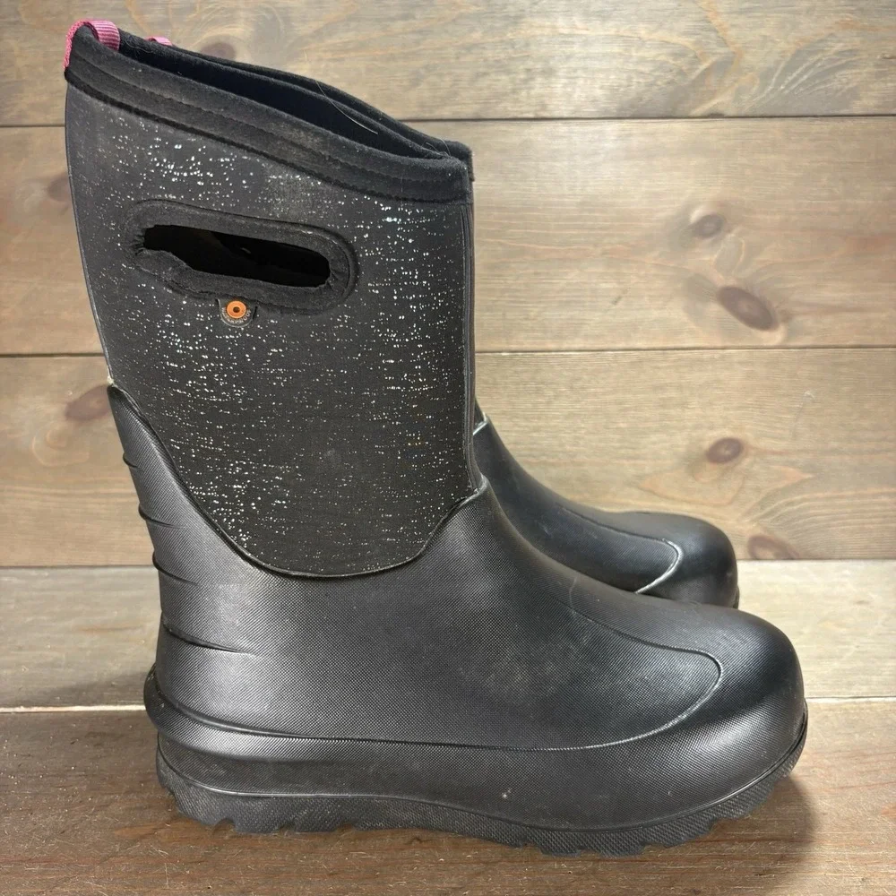 bogs neo classic kids youth size 5 shoes black waterproof rain snow boots